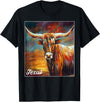 Longhorn Cow Shirts - Longhorn Cattle Gifts - Texas Cattle T-Shirt - Black