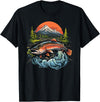 Fishing Graphic Salmon Outdoors Fish T-Shirt - Black