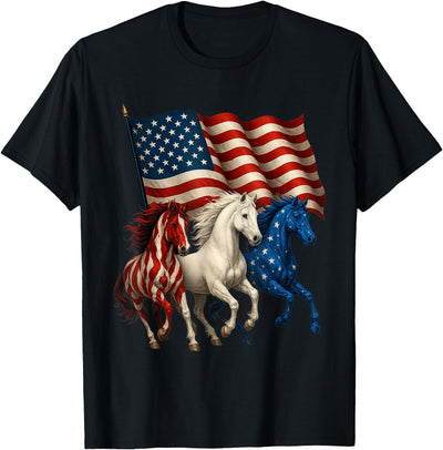 4th Of July Gifts by LD Patriotic Us Flag 4th of July Horse Lovers for Women Men T-Shirt