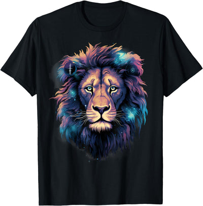 Lion Portrait Colorful Artwork Wildlife Motif Animal Art T-Shirt