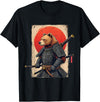 Japanese Samurai Bear Woodblock Art Samurai Brown Bear Ukiyo-e Ink Warrior Art Japanese Bear Art T-Shirt - Black