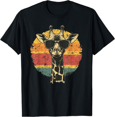 Giraffe Vintage Sunglasses Funny T-Shirt