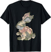 Funny Bunny Crochet Patchwork Camo Rabbit Happy Easter Day T-Shirt in Black