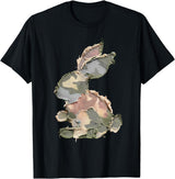 Funny Bunny Crochet Patchwork Camo Rabbit Happy Easter Day T-Shirt in Black