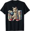 Llama Book Lover Llama Reading Book Reader Bookworm Alpaca Lover T-Shirt - Black