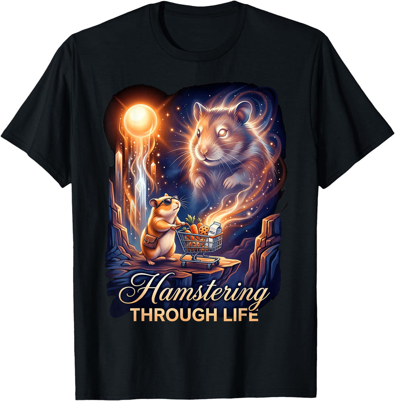 Hamstering Through Life Funny Hoarding Hamster T-Shirt - As Pictured
