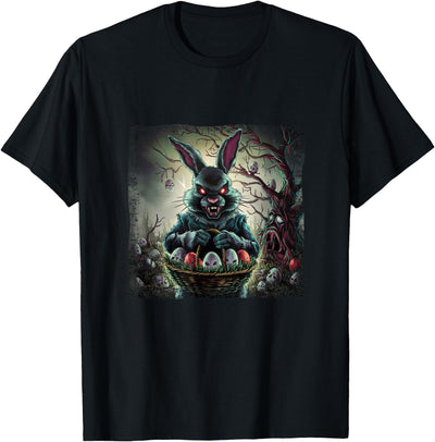 Dark Horror Rabbit with Egg Basket T-Shirt
