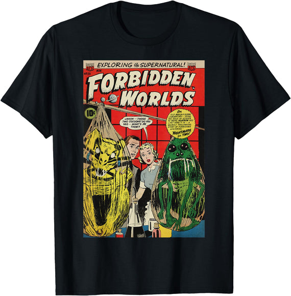 Halloween Vintage Horror Comic Book Shop Funny Monster Halloween Horror Vintage Comic Book Retro T-Shirt - Black