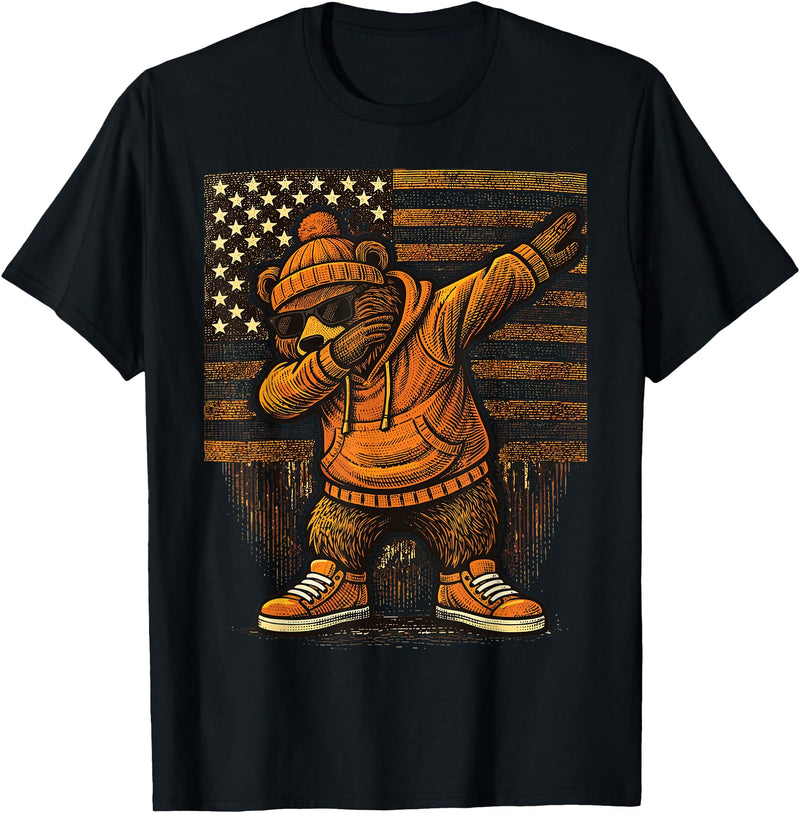 Vintage Dabbing Bear Retro Humor Gift Co Vintage Dabbing Bear Funny Retro Graphic T-Shirt - Black