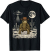 Retro Land Turtle Lover Halloween Moon Funny Eastern Box Turtle Cowboy Western UFO T-Shirt - Black