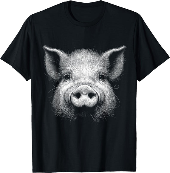 Animal Lovers Funny Quotes And Designs Pig Face Lover Art Design For Men And Women T-Shirt - Black