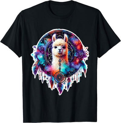 Llama Alpaca Tribal Shamanic Gift Llama Alpaca Dreamcatcher Floral Spiritual Boho Tribal T-Shirt