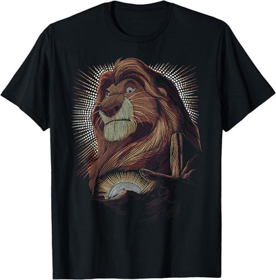 Lion King Mufasa Pride Rock Dot Art Retro Portrait T-Shirt