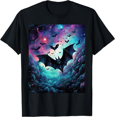 castle bat and halloween designs gothic bat spooky bats pattern moon night T-Shirt