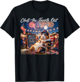 Retro Chill The Fourth Out Patriotic Guinea pigs Chill The Fourth Out Funny Guinea Pigs Coffee 4th of July T-Shirt - Black