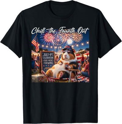 Chill The Fourth Out Funny Guinea Pigs Coffee 4th of July T-Shirt