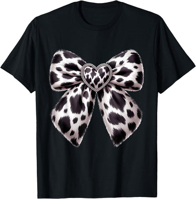Cow Coquette Bow Cowprint Cute Cow Pattern T-Shirt