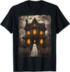 Vintage Haunted House Ghost Halloween Costumes Vintage Ghost Haunted House Scary Halloween Costume Spooky T-Shirt - Black