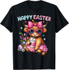 Farm Animal Highland Cow easter Gifts Happy Easter Day Highland Cow Cute Holiday Bunny Women Kids T-Shirt - Black