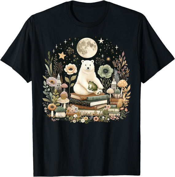 Cute Polar Bear Cottagecore Clothing Cute Mushroom Cottagecore Aesthetic Polar Bear T-Shirt - As Pictured