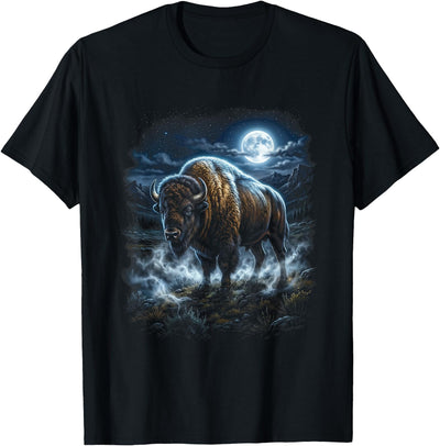 Cow Retro Bison Moonlight American Buffalo T-Shirt