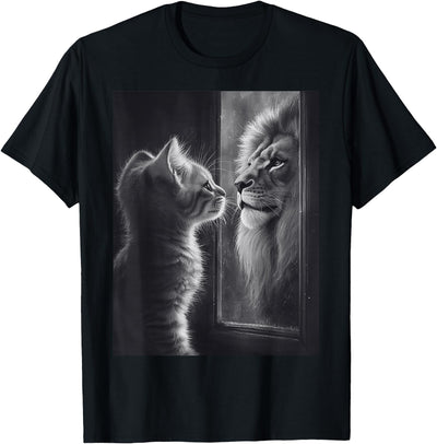 Cat Lion Mirror Reflection Art Gifts Animal Face Ni T-Shirt