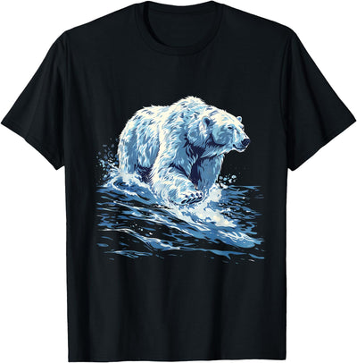 Polar Bear Ocean Sea Motif Marine Mammal Artwork T-Shirt