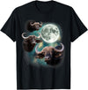 MagicMoon Three Water Buffaloes Moon | 3 Wild Buffaloes Howling Meme T-Shirt - As Pictured