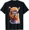 Funny Llama Lover Graphics Alpaca with Sunglasses Animal Art Graphic Funny Llama T-Shirt - Black