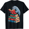 Chubby Mermaid Ocean Animal Funny Manatee Design Book Reading Book Reader Manatees Sea Animal Sea Cow Manatee T-Shirt - As