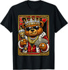Teddy Bear King and Queen Matching Couples Designs King of Hearts Hip Hop Dripped Out Teddy Bear Hustle Money T-Shirt - Black