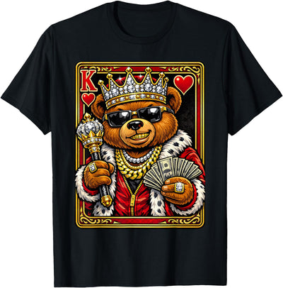King of Hearts Hip Hop Dripped Out Teddy Bear Hustle Money T-Shirt