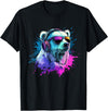 Colorful Artistic Polar Bear Animal Motifs Polar Bear Colorful Music Headphones Artistic Polar Bears T-Shirt - Black