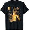 Bunny Howling to the Moon Vintage 90s Animal Easter Day T-Shirt (Black) in Black