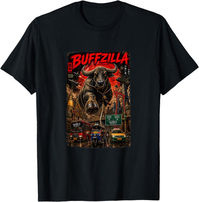 Vintage Art Buffzilla for Thai Buffalo Moms Dads Pets Lovers T-Shirt
