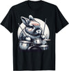 Cute Rabbit Bunny Playing Drums Rabbits Drummer Music T-Shirt in Black