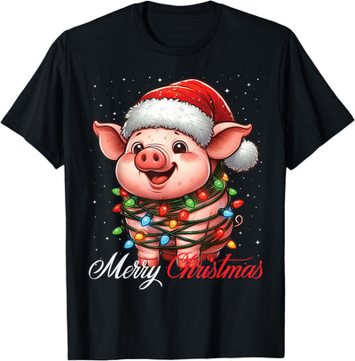 Pig Wrapped in Christmas Lights T-Shirt
