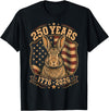 250th Anniversary USA 2026 American Flag Patriotic Rabbit T-Shirt in Black