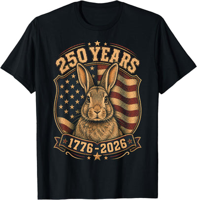 250 Years American Flag Patriotic Rabbit T-Shirt