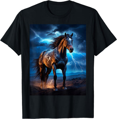 Reizendes Pferd mit Blitz Hemden JG Beautiful Horse with Lightning Sky - Horse T-Shirt