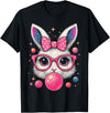 Easter Day Bunny Tie Dye Rabbit Face Glasses Girl Easter T-Shirt in Black