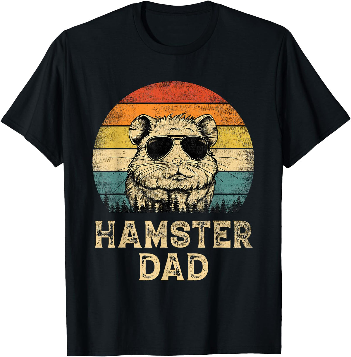 Vintage Hamster Dad Hamster Lovers Daddy Father's Day T-Shirt - Black
