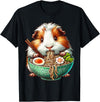 Cute Guinea Pig Gifts Guinea Pig Eating Ramen Japanese Noodles T-Shirt - Black