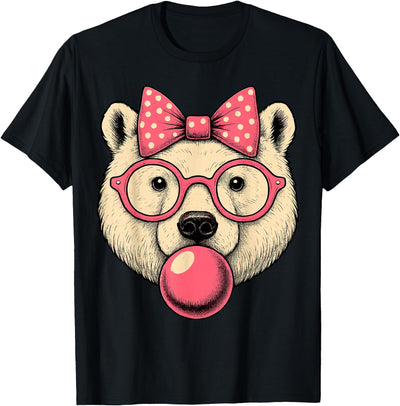 Polar Bear with Bubblegum and Pink Bow T-Shirt