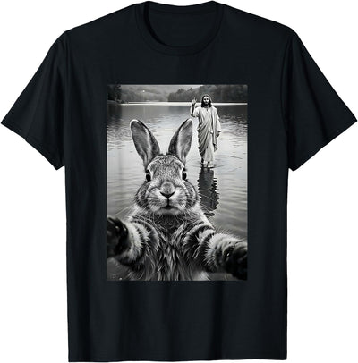 Rabbit Selfie with Jesus Walking on Water T-Shirt