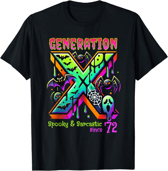 Generation X Feral Halloween Horror Designs Gen X Halloween Spooky Sarcastic Since 1972 Gen Xer Retro T-Shirt - As Pictured