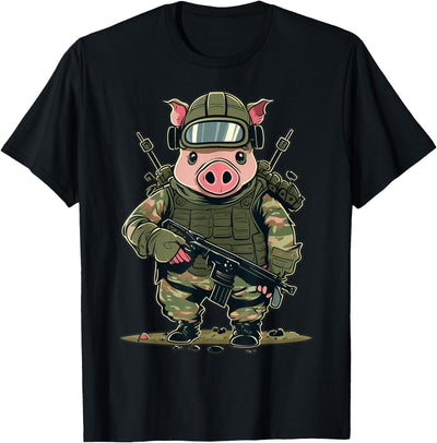 Soldier Pig Army Military Pig T-Shirt