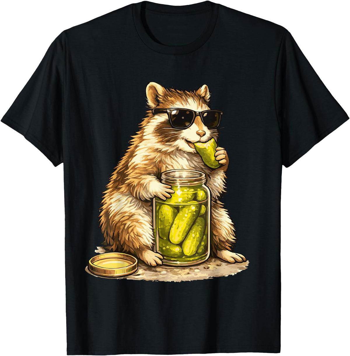 Pickle Munching Guinea Pig Designs Funny Guinea Pig Pickle Lover T-Shirt - Black