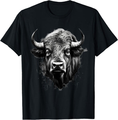 Safari Animal Art Bison Animal Print Drawing Splash Buffalo T-Shirt