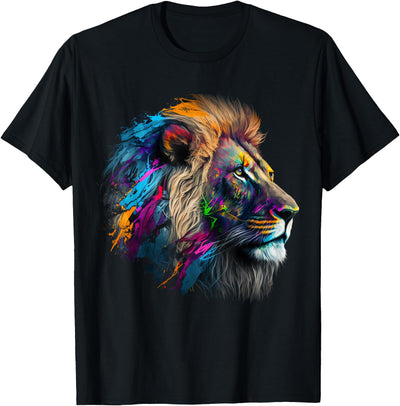 Lion Animal Print Art Animal Lovers Colourful Lion T-Shirt